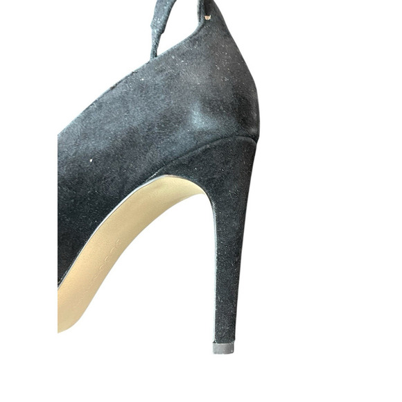 BCBG Ellah Black Sueded Lace Up Stiletto Pumps Women Size 7 Almond Toe NWT Y2K - Picture 9 of 9